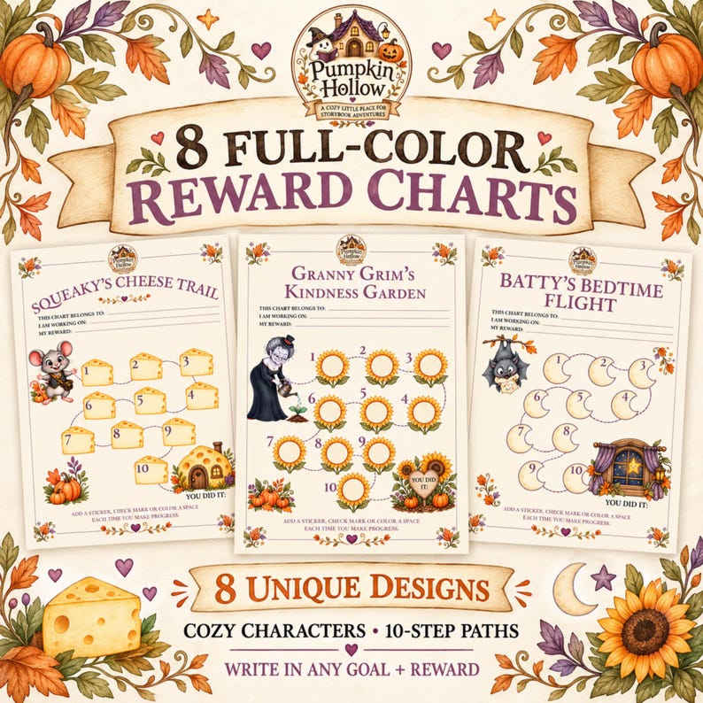 Halloween Reward Charts for Kids, Printable Behavior and Chore Charts ...