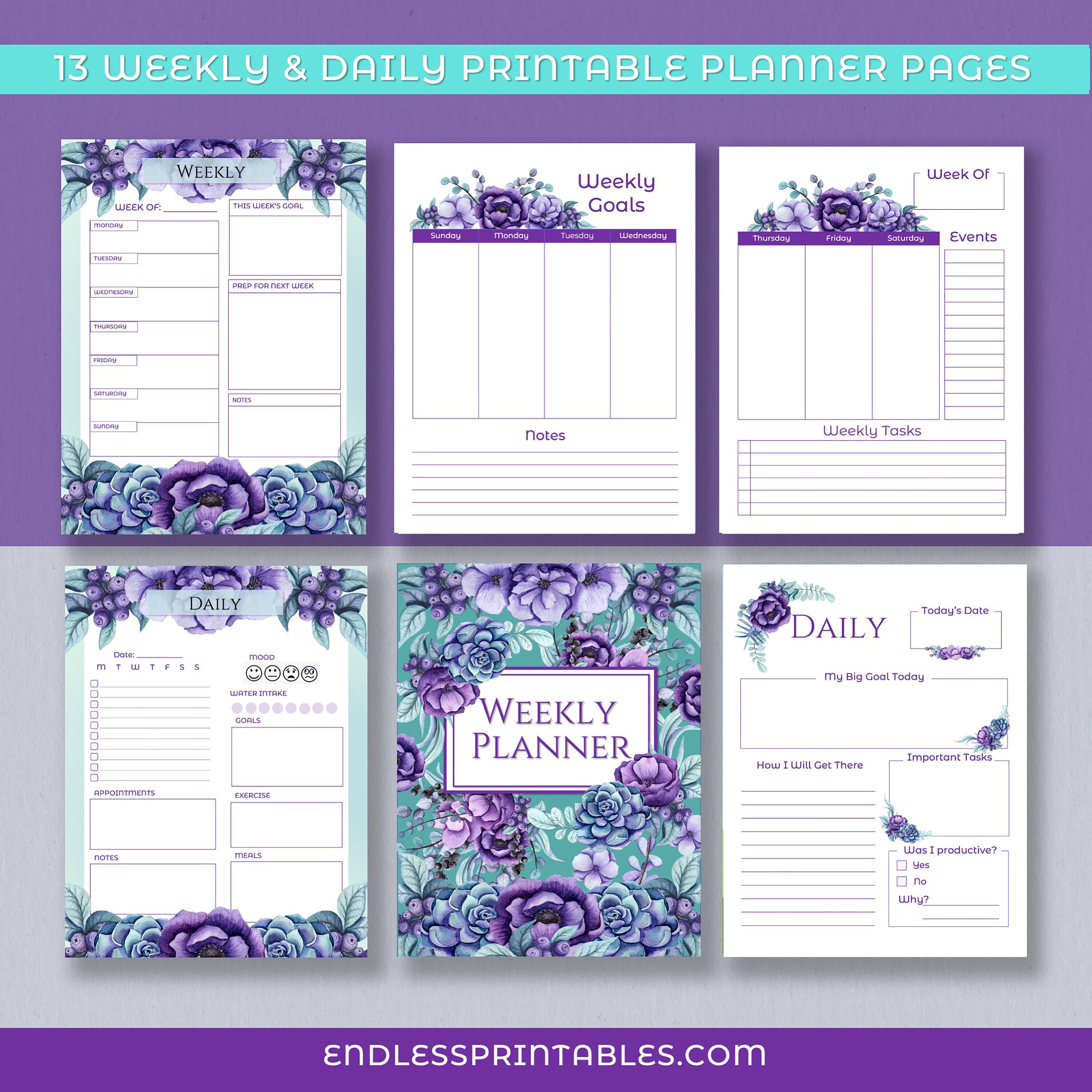 undated weekly planner printable weekly to do list weekly etsy