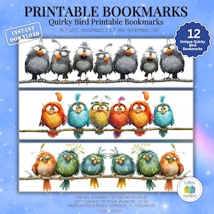Witzige Vogel Lesezeichen Buch Liebhaber Geschenk Lesezeichen für Frauen Instant Download Crafter Geschenk für Kinder Lustige süße Vögel Print and Cut