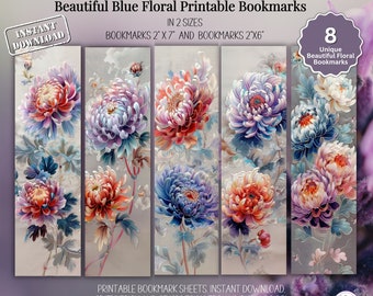 Floral Bookmarks 8 Printable Flower Bookmarks Sublimation Design Bookmark for Women Book Lovers Gift  Instant Download