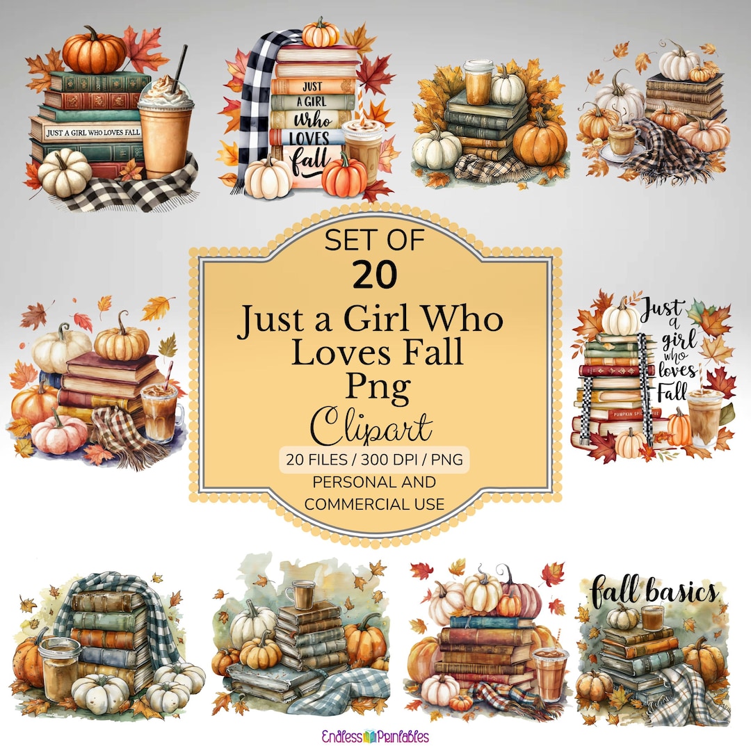Fall Vibes PNG Clipart Bundle - Autumn Leaves, Pumpkin Spice (digital ...