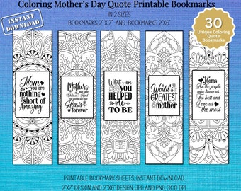 Marcadores de páginas para colorir para o Dia das Mães - 30 designs exclusivos para impressão (download digital)