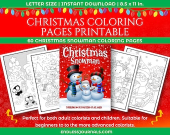 Snowman Christmas Coloring Pages: 60 Holiday Printable Designs (PDF)