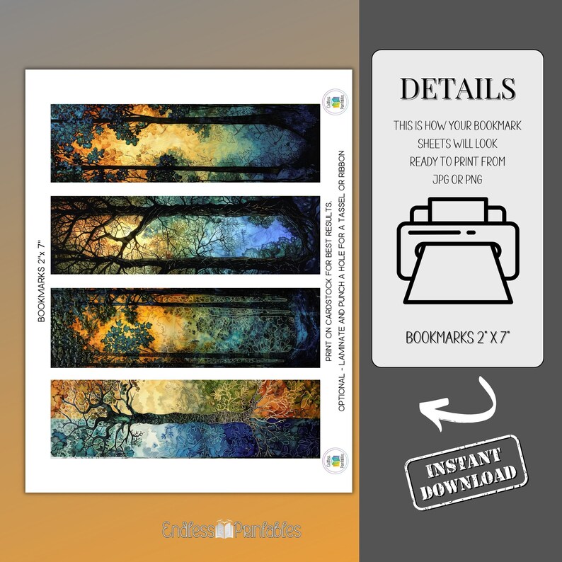 Forest Printable Bookmarks Bundle - 20 PNG Designs (digital Download ...