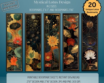 Lotus Blume Lesezeichen - Mystische Designs Printable Set (Digitaler Download)