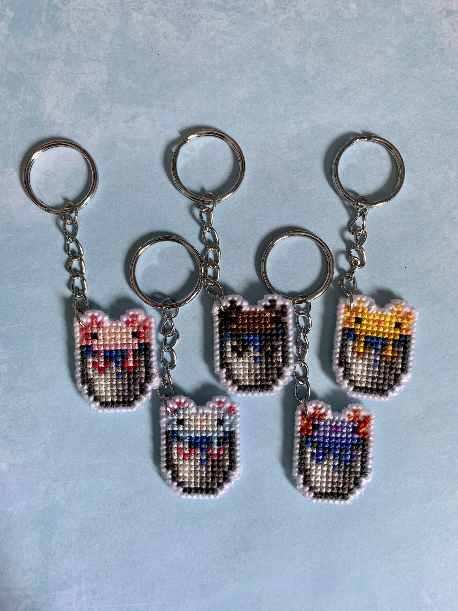 Minecraft Bucket of Axolotl Cross Stitch Keychain Etsy Canada