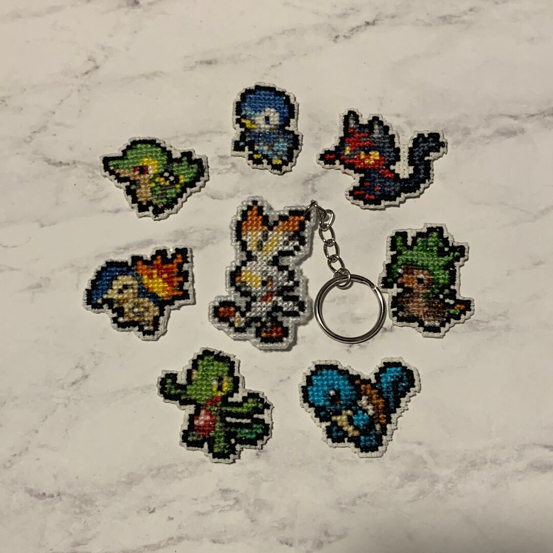 Any Pokémon Starter Cross Stitch Keychain - Etsy