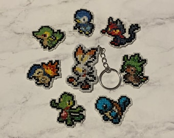 Any Pokémon Starter Cross Stitch Keychain