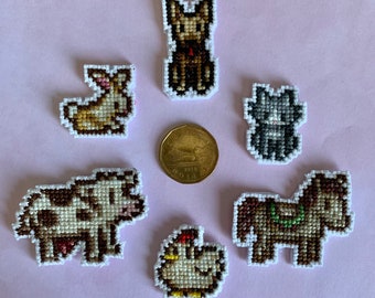 Stardew Valley Animals Cross Stitch keychain