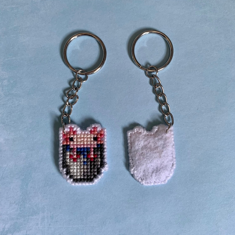 Minecraft Bucket of Axolotl Cross Stitch Keychain Etsy Canada