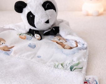 Personalized baby panda cuddly toy, 100% handmade in France / Customizable cuddly toy