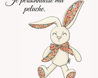 Baby plush toy / Personalized handmade French plush toy / Gift idea for a newborn, Christmas, or birthday