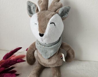 Plush fawn deer / Personalized handmade French plush toy / Gift idea for a newborn, Christmas, or birthday