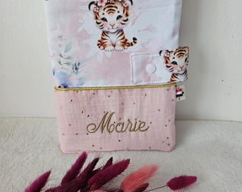 Personalized double gauze baby health record book cover | Baby gift | Baby record book cover with name | Handmade baby accessory