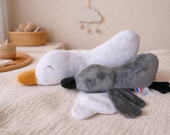Plush goose/ Personalized handmade goose toy (French) / Gift idea for newborns, Christmas, or birthdays
