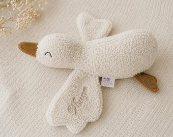 Plush goose/ Personalized handmade goose toy (French) / Gift idea for newborns, Christmas, or birthdays