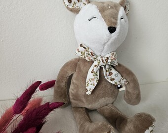 Plush fawn/doe/personalized handmade French plush toy/gift idea for a newborn, Christmas, or birthday