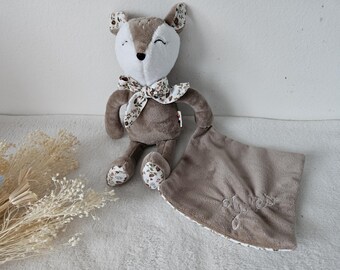 Plush fawn/doe/personalized handmade French plush toy/gift idea for a newborn, Christmas, or birthday