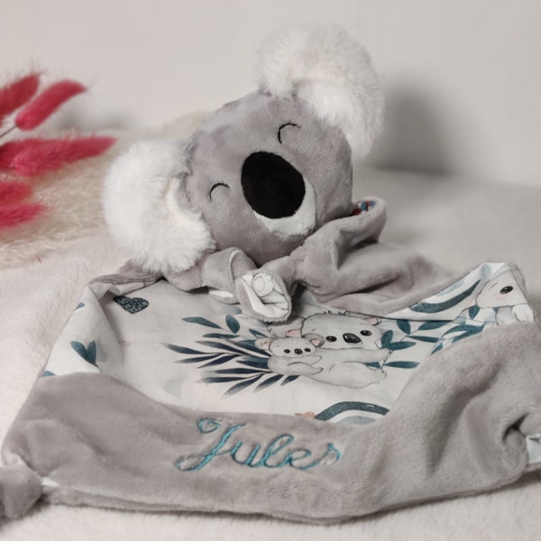 Doudou bébé Koala personnalisé 100% fait main en France / Doudou personnalisable