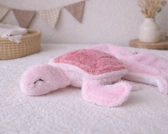 Handmade personalized baby turtle comforter made in France / Double gauze turtle comforter / Personalized baby gift idea