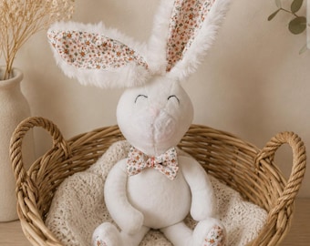 Rabbit plush toy / personalized handmade French plush toy / gift idea for a newborn, Christmas, or birthday