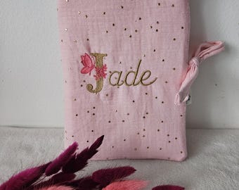 Personalized double gauze baby health record book cover for babies and children / personalized baby shower gift idea