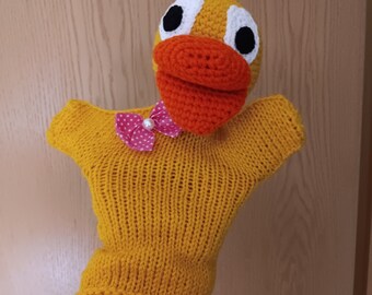 Ente Handpuppe Schnatterinchen gehäkelt