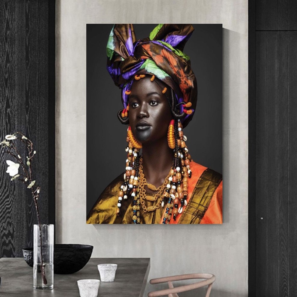 Black and Colorful Wall Art Black Woman Canvas Modern Black | Etsy