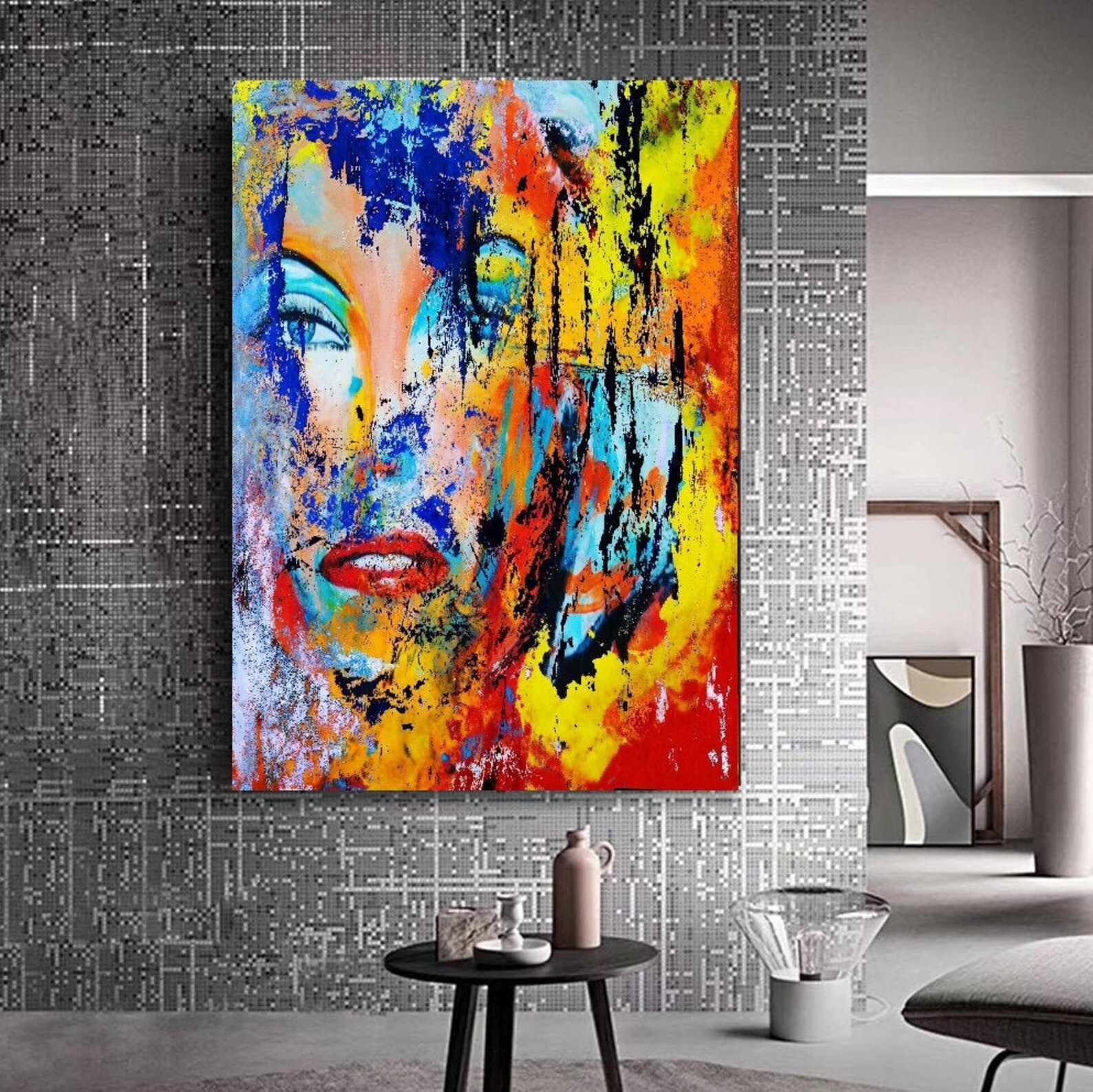 Colorful Canvas Colorful Wall Art Abstract Eye Oil Painting Etsy