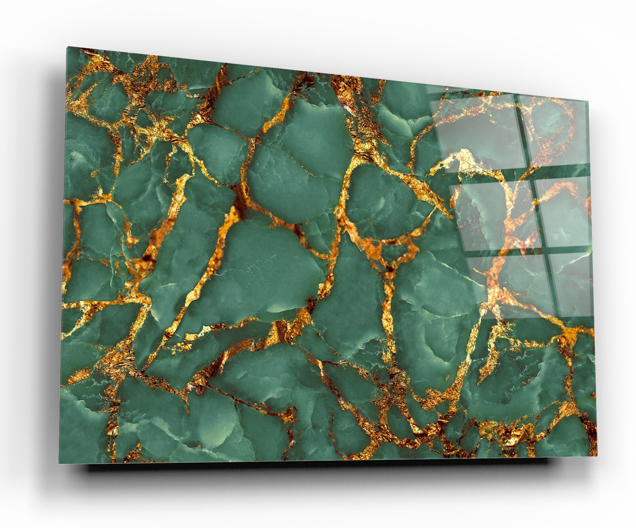 Green Marble Glass Canvas Wall Art Marble Wall Art Abstract Etsy