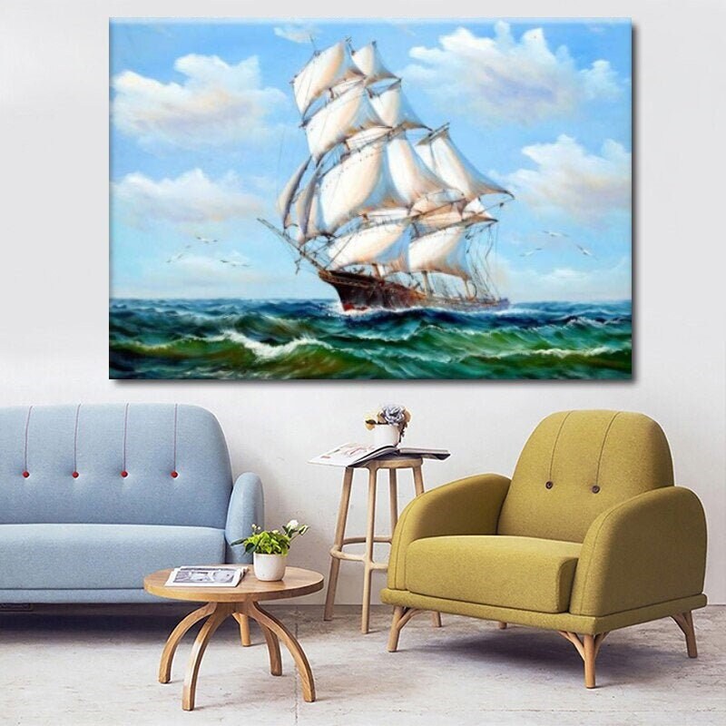 Ship Wall Art Sailing On Canvas Ship Canvas Ships Wall Decor Etsy