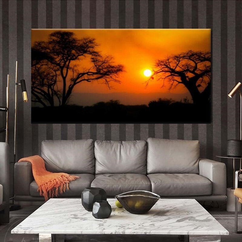 Sunset Wall Art Sunset Canvas Painting Sunset Wallpaper Sunset Etsy