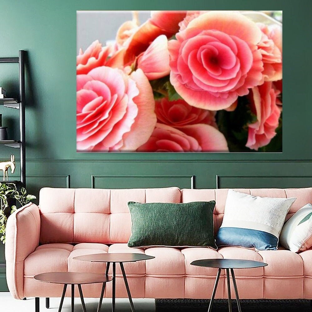 Flowers Print On Canvas Flowers Wall Decor Flower Canvas Bag Etsy
