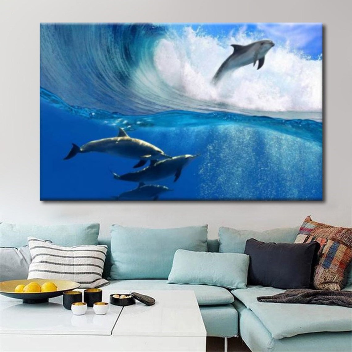 Dolphin Wall Art Animal Canvas Animal Prints Animal Paintings Etsy