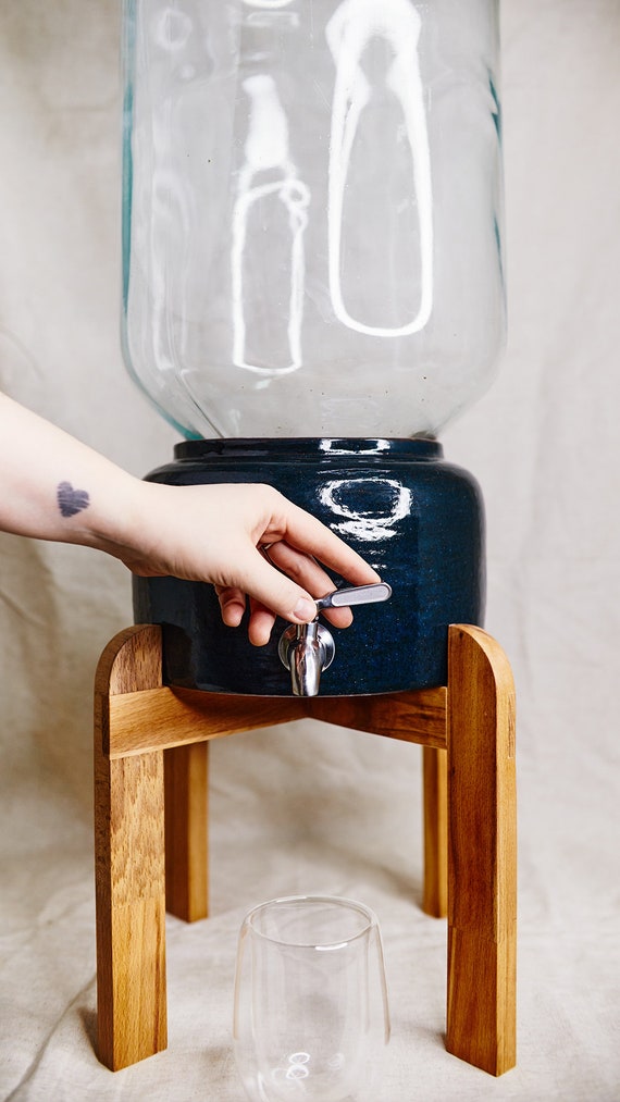 Ceramic Water Dispenser for 5 Gallon Bottle With Wooden Stand Etsy