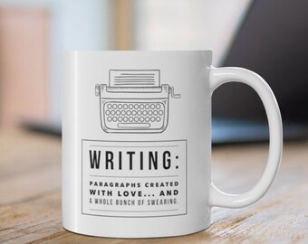 Writing Paragraphs Created With Love | Writing Gift Mug | Authors cup | Mug for Writer | Writing gift mug