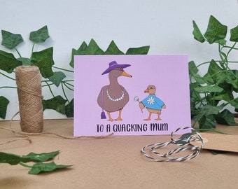 To a QUACKING mum Mother's Day Card // duck and duckling mum, mother, mothers day, mum birthday, son, daughter, cute funny card, daisy pink