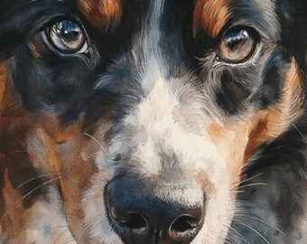 Custom Watercolor Pet Portrait, Dog Portrait From Photo, Hand Painted Pet Portrait, Pet Painting, Custom dog portrait, Christmas Pet Gift
