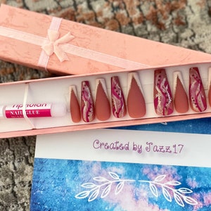 Soft Wavy Press On Nails | Fake Nails | Glue On Nails | Stick On Nails