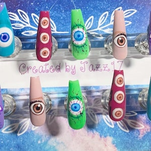 Monster Inc Press On Nails | Halloween | Fake Nails | Glue On Nails | Stick On Nails