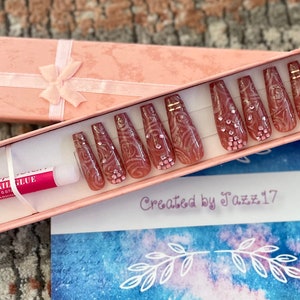 Rose Gold Press On Nails | Fake Nails | Glue On Nails | Stick On Nails