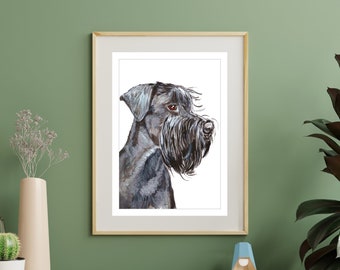 Giant Schnauzer Print - A4 Wall Art - from Original Acrylic Painting