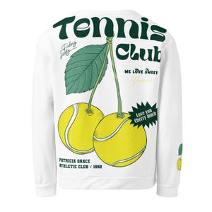 Vintage Tennis Jumper Sweatshirt - Logotipo da College League Cherry - Sporty Cozy Wear