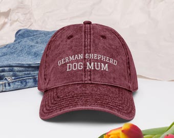 Gorra vintage bordada para mamá de pastor alemán / Gorra bordada para dueños de mascotas / Gorra para amantes de los perros / Regalo para dueños de cachorros de perro