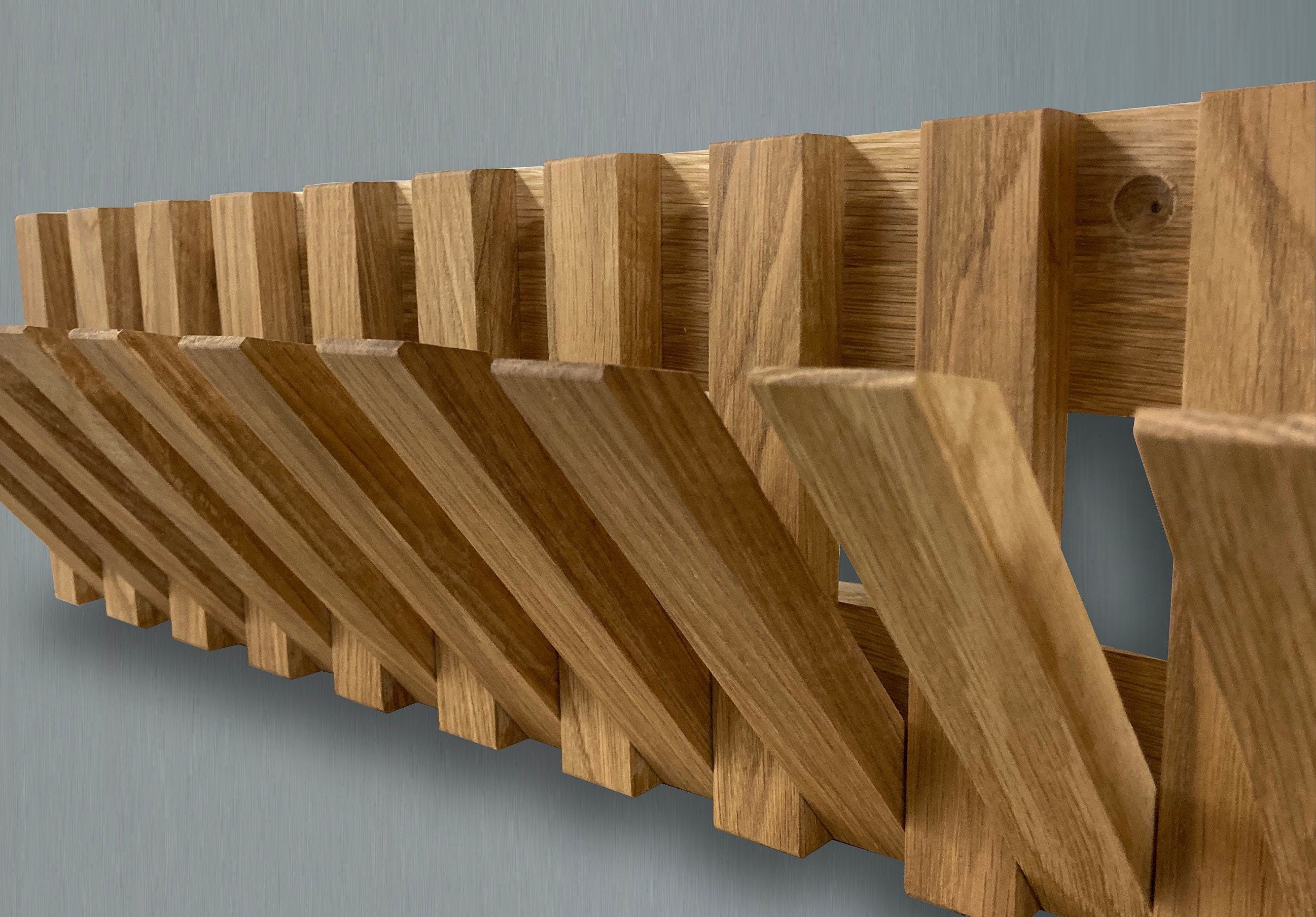 Coat and Bag Rack. Solid Oak Wall Mounted 10 or 15 Flip/piano Etsy