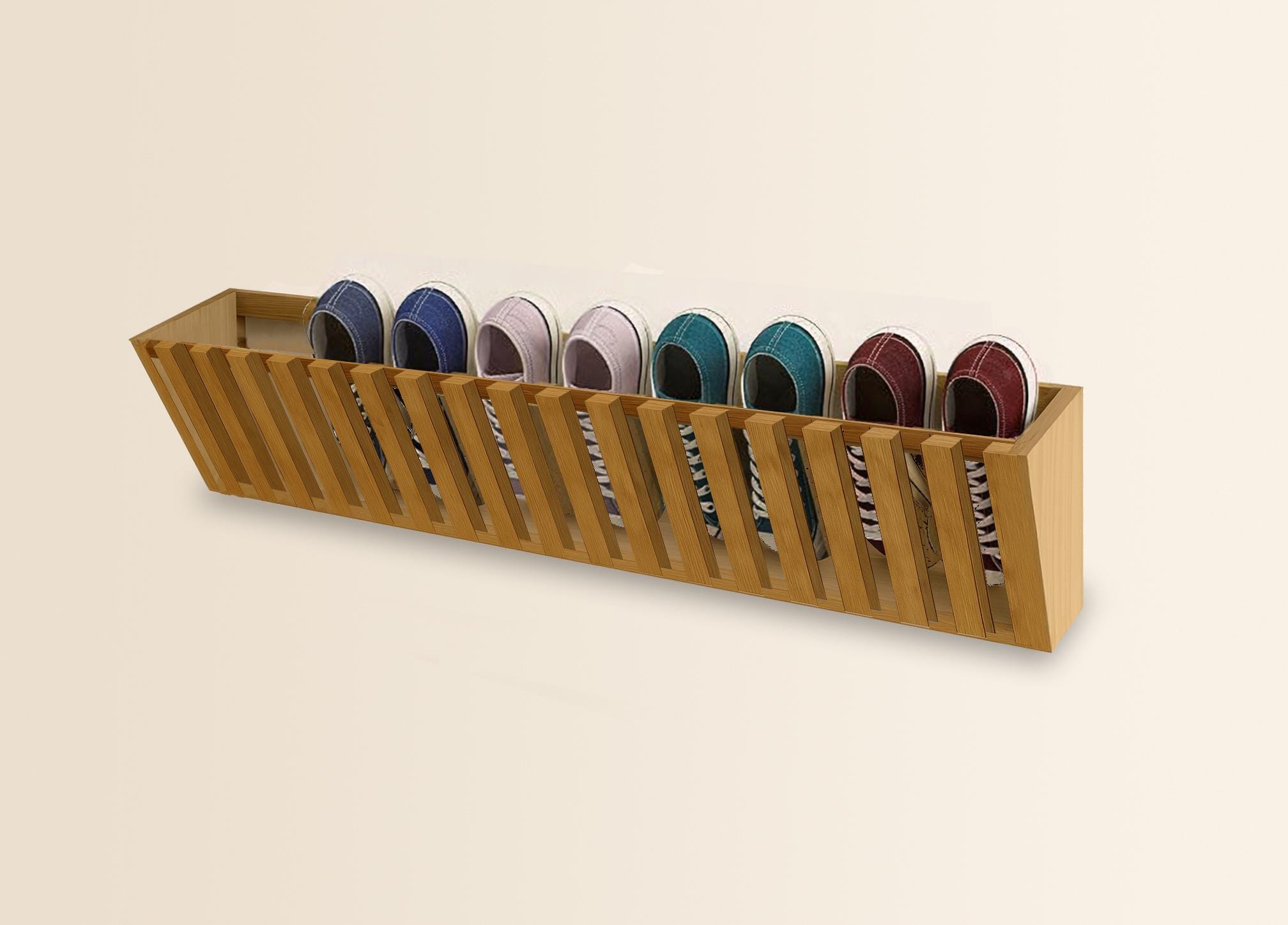 Match Rack Set Up Wall Mounted Shoe Rack – Solid Oak - to Match Our Flip Hook Rack Design ...