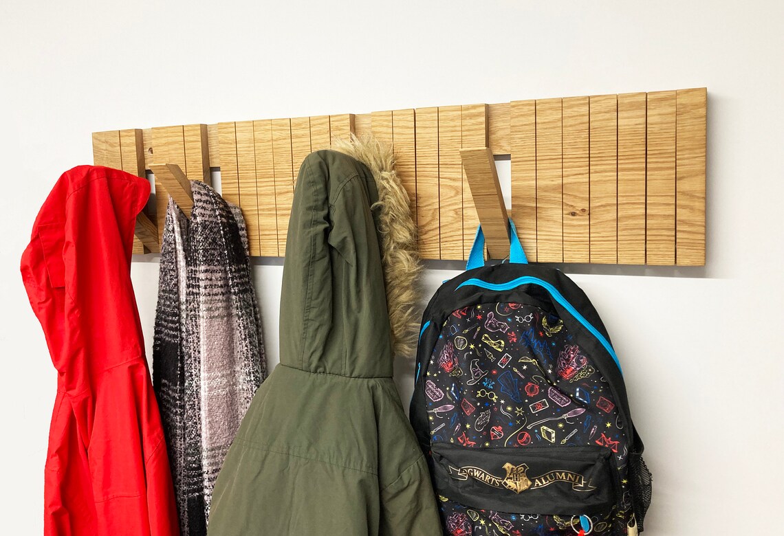 Coat and Bag Rack. Solid Oak Wall Mounted 10 Flip/piano Style Etsy UK