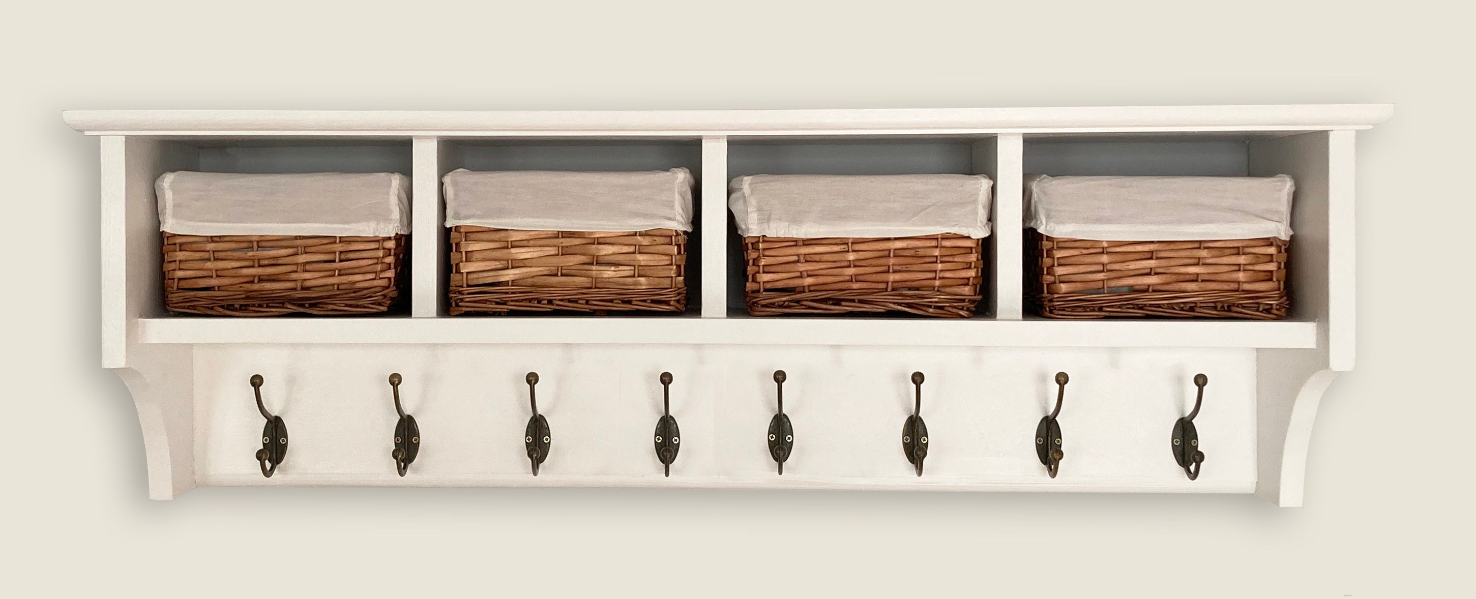 Coat Rack 6 Hooks With Shelf and 3 Storage Baskets Wall Etsy