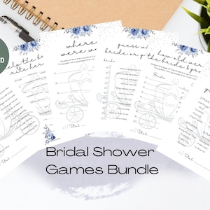 Cinderella Floral Bridal Shower Games Bundle, Bridal Shower Games, Instant Download, Digital Download, Printable Shower Games, Princess