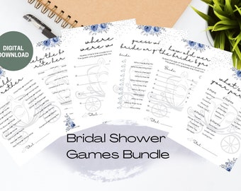 Cinderella Floral Bridal Shower Games Bundle, Bridal Shower Games, Instant Download, Digital Download, Printable Shower Games, Princess